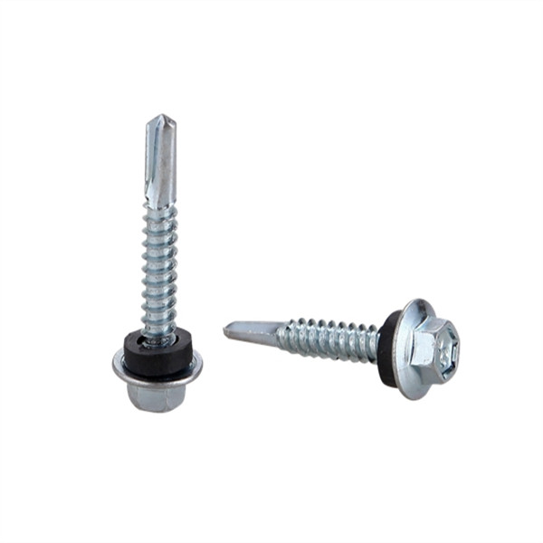 Hex head self drilling screw with bonded washer drill point:no 5